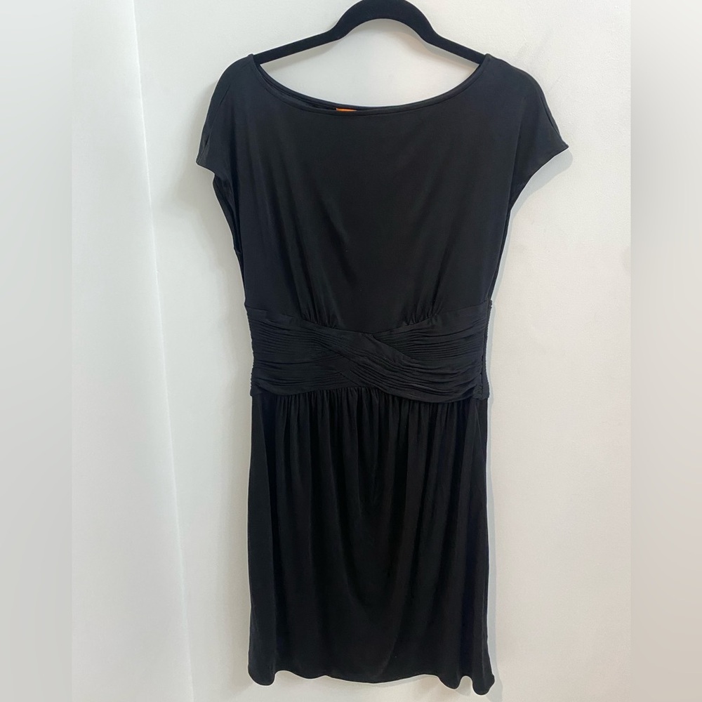 Cynthia Steffe Black Jersey Dress Ruched Waist Sz. S
